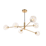 Dar Vignette 6 Light Pendant Aged Brass With Closed Organic Amber Glass