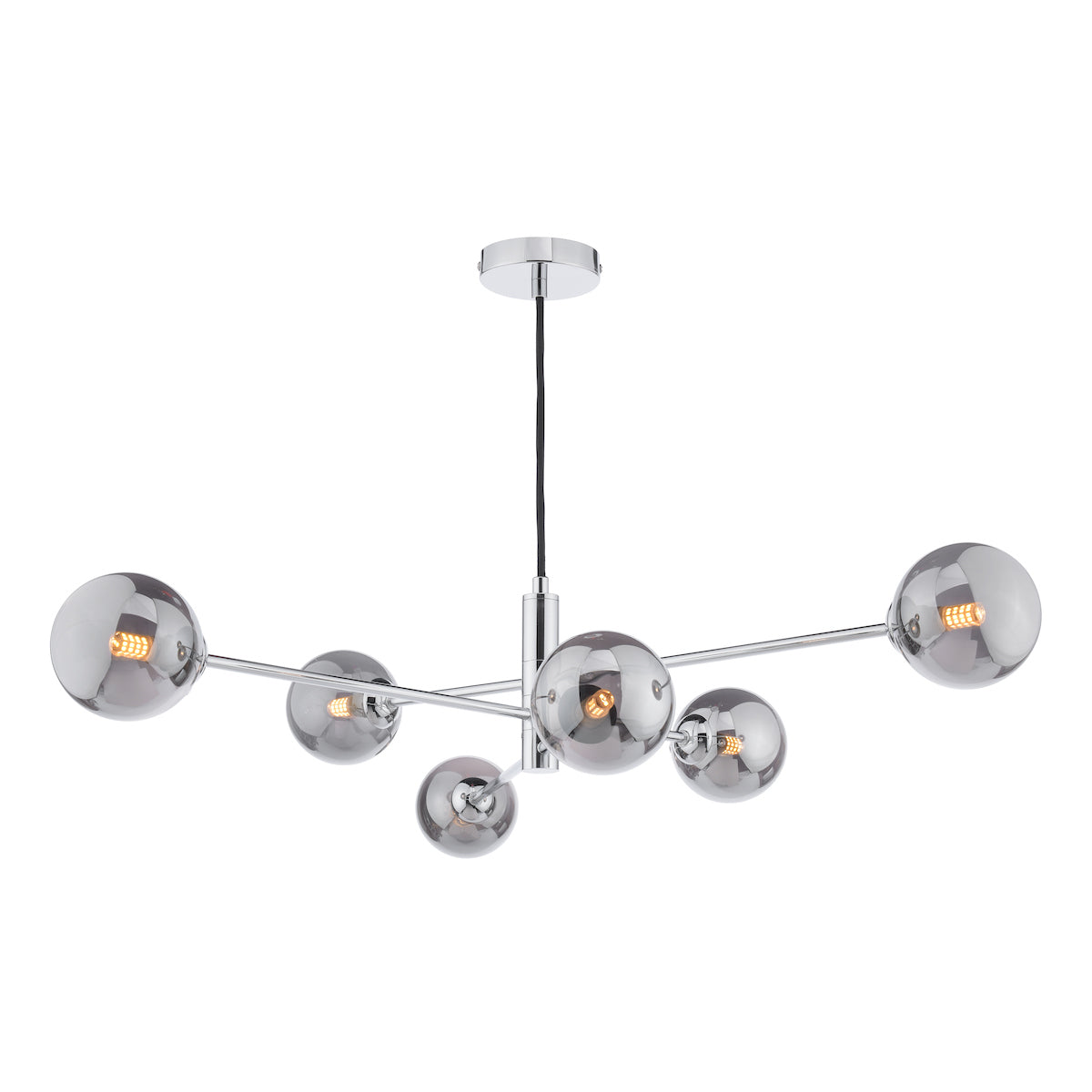 Dar Vignette 6 Light Pendant Polished Chrome & Smoked Glass –  from Amos Lighting + Home