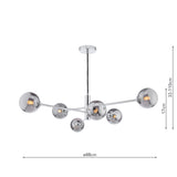 Dar Vignette 6 Light Pendant Polished Chrome & Smoked Glass –  from Amos Lighting + Home