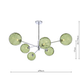 Dar Vignette 6 Light Pendant Polished Chrome & Green Dimpled Glass –  from Amos Lighting + Home