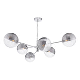 Dar Vignette 6 Light Pendant Polished Chrome & Smoked/Clear Ribbed Glass –  from Amos Lighting + Home