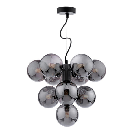 Dar Vine 10 Light Pendant Matt Black and Smoked Glass
