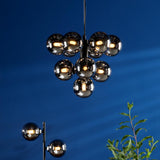 Dar Vine 10 Light Pendant Matt Black and Smoked Glass