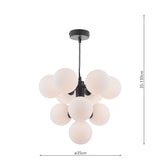 Dar Vine 10 Light Pendant Satin Black & Opal Glass –  from Amos Lighting + Home