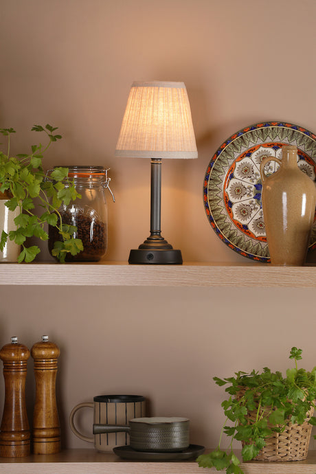 Dar Virgil Rechargeable Table Lamp Matt Black Base Only LED