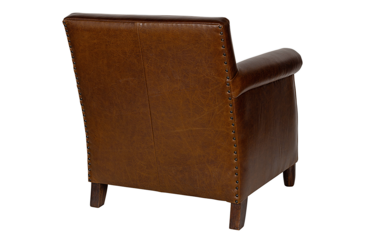 Nkuku Knada Leather Armchair Chocolate Brown