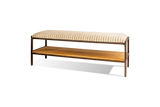 Nkuku Sanja Cotton Upholstered Bench Charcoal & Natural