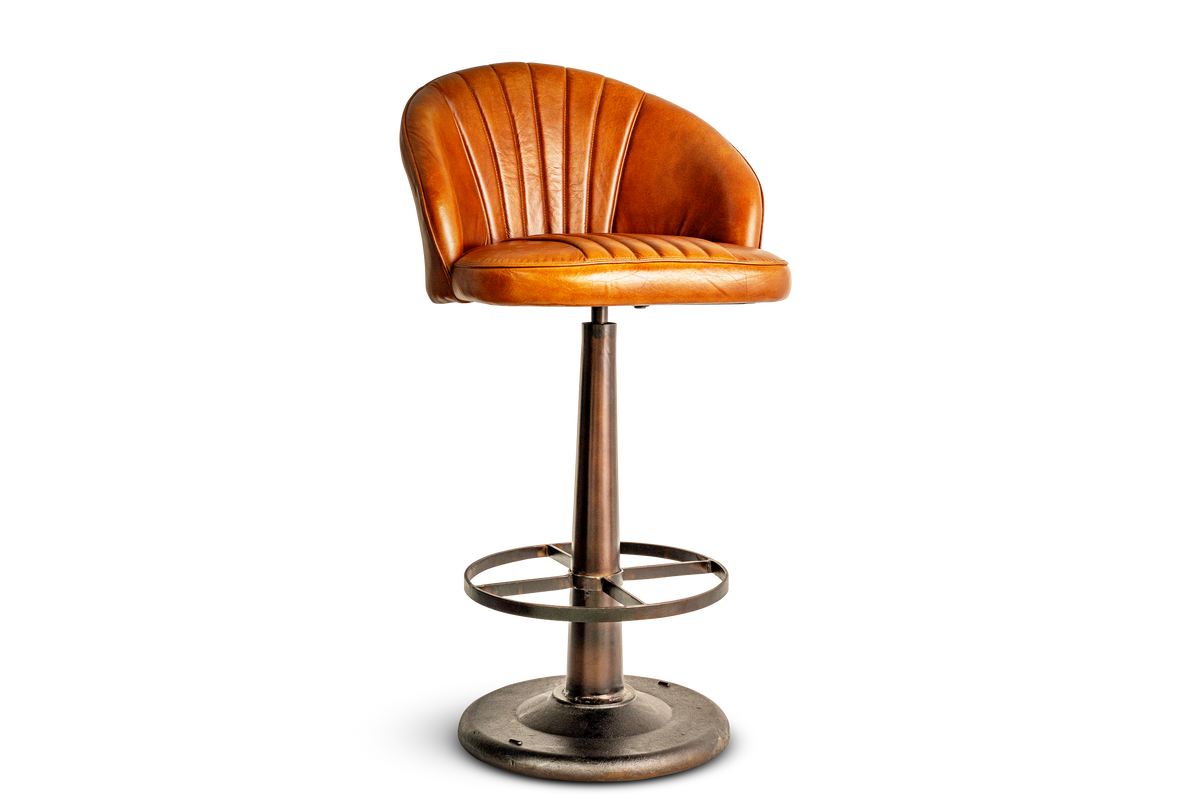 Nkuku Lal Leather Swivel Counter Chair Aged Tan