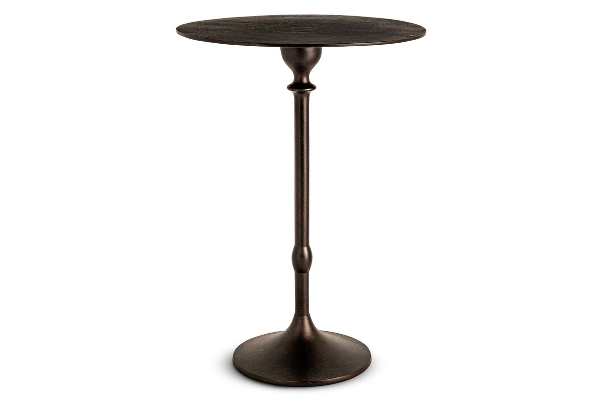 Nkuku Lahar Cast Metal Tall Side Table Aged Black
