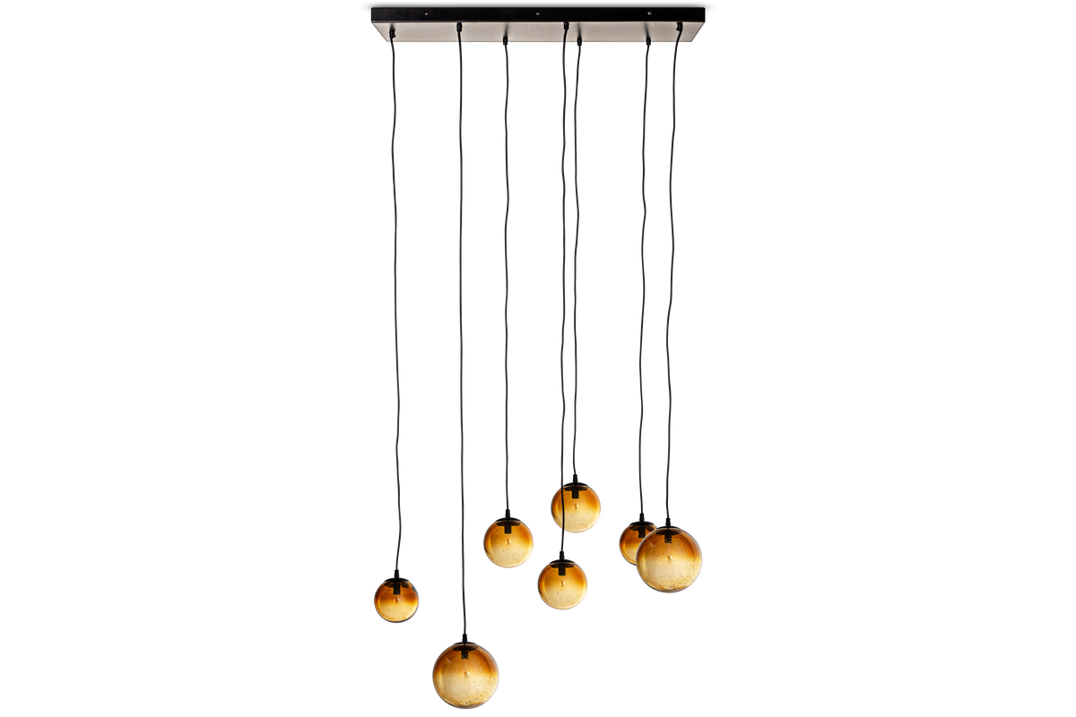 Nkuku Jerami Recycled Glass Linear Statement Chandelier Caramel