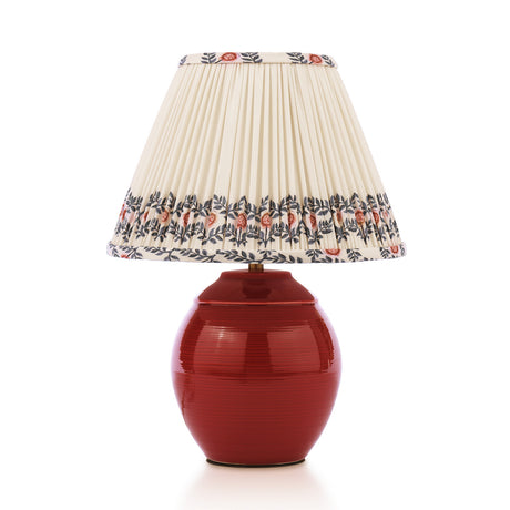 Joules Wentworth Table Lamp Red Ceramic and Matt Antique Brass With Shade