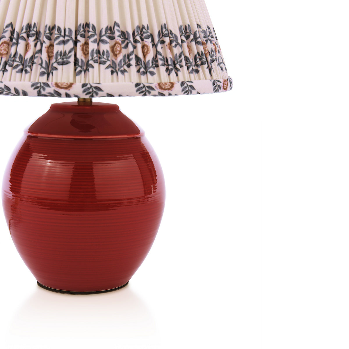 Joules Wentworth Table Lamp Red Ceramic and Matt Antique Brass With Shade