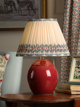 Joules Wentworth Table Lamp Red Ceramic and Matt Antique Brass With Shade