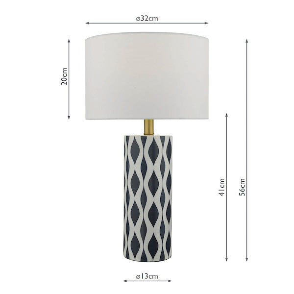 Dar Weylin Blue & White Table Lamp with Shade –  from Amos Lighting + Home