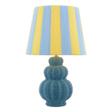 Joules Whitby Rattan Table Lamp Matt Blue With Yellow Blue Shade