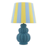 Joules Whitby Rattan Table Lamp Matt Blue With Yellow Blue Shade