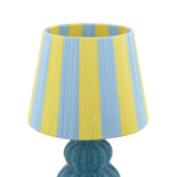 Joules Whitby Rattan Table Lamp Matt Blue With Yellow Blue Shade