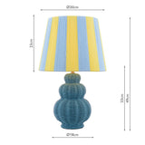 Joules Whitby Rattan Table Lamp Matt Blue With Yellow Blue Shade