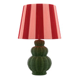 Joules Whitby Rattan Table Lamp Matt Green With Pink Shade