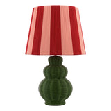Joules Whitby Rattan Table Lamp Matt Green With Pink Shade