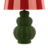Joules Whitby Rattan Table Lamp Matt Green With Pink Shade