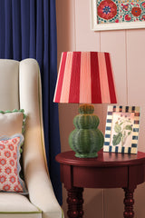 Joules Whitby Rattan Table Lamp Matt Green With Pink Shade
