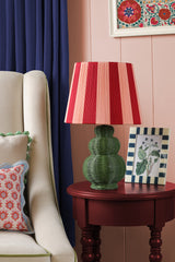 Joules Whitby Rattan Table Lamp Matt Green With Pink Shade