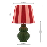 Joules Whitby Rattan Table Lamp Matt Green With Pink Shade