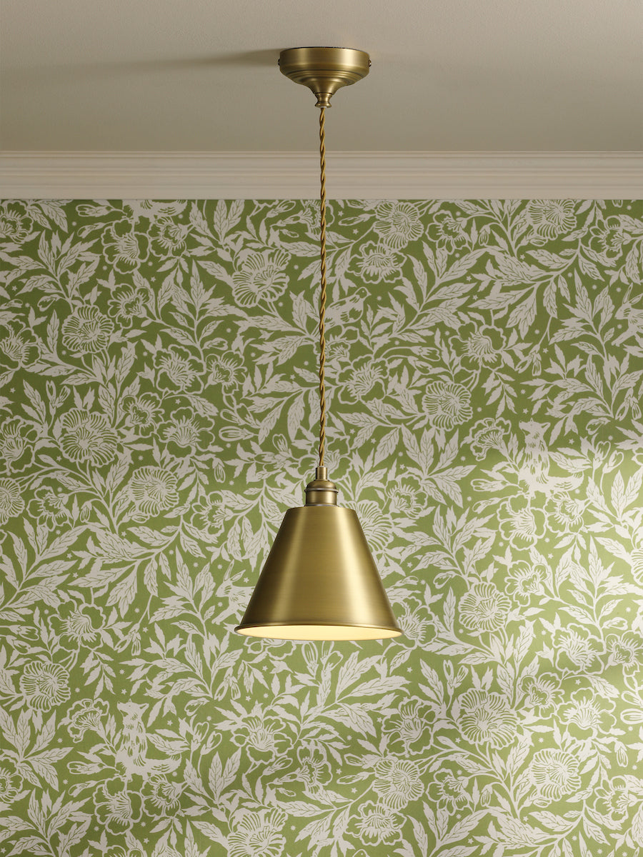 Joules Wollaton Pendant Matt Antique Brass and Matt White