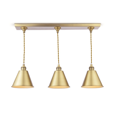 Joules Wollaton 3 Light Bar Pendant Matt Antique Brass and Matt White