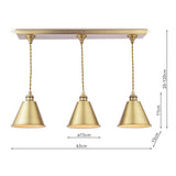 Joules Wollaton 3 Light Bar Pendant Matt Antique Brass and Matt White