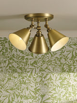 Joules Wollaton 3 Light Plate Spotlight Matt Antique Brass and Matt White