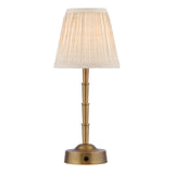 Dar Wyman Rechargeable Table Lamp Antique Bronze With Linen Pleated Shade LED