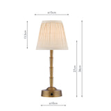 Dar Wyman Rechargeable Table Lamp Antique Bronze With Linen Pleated Shade LED