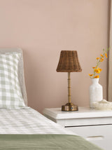 Dar Wyman Rechargeable Table Lamp Antique Bronze With Rattan Shade LED
