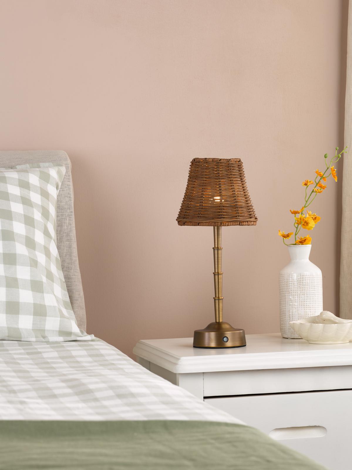 Dar Wyman Rechargeable Table Lamp Antique Bronze Base Only LED