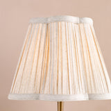 Dar Wyman Rechargeable Table Lamp Antique Bronze With Linen Pleated Scalloped Shade LED