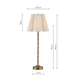 Dar Wyman Rechargeable Table Lamp Antique Bronze With Linen Pleated Scalloped Shade LED