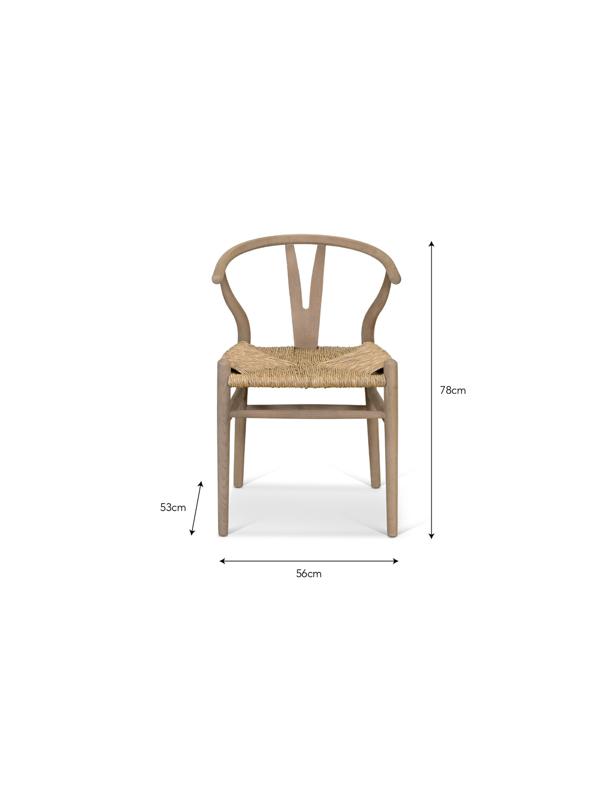 Garden Trading Chilthorne Wishbone Dining Chair - Ash Wood, Lime Wash, Set of 2