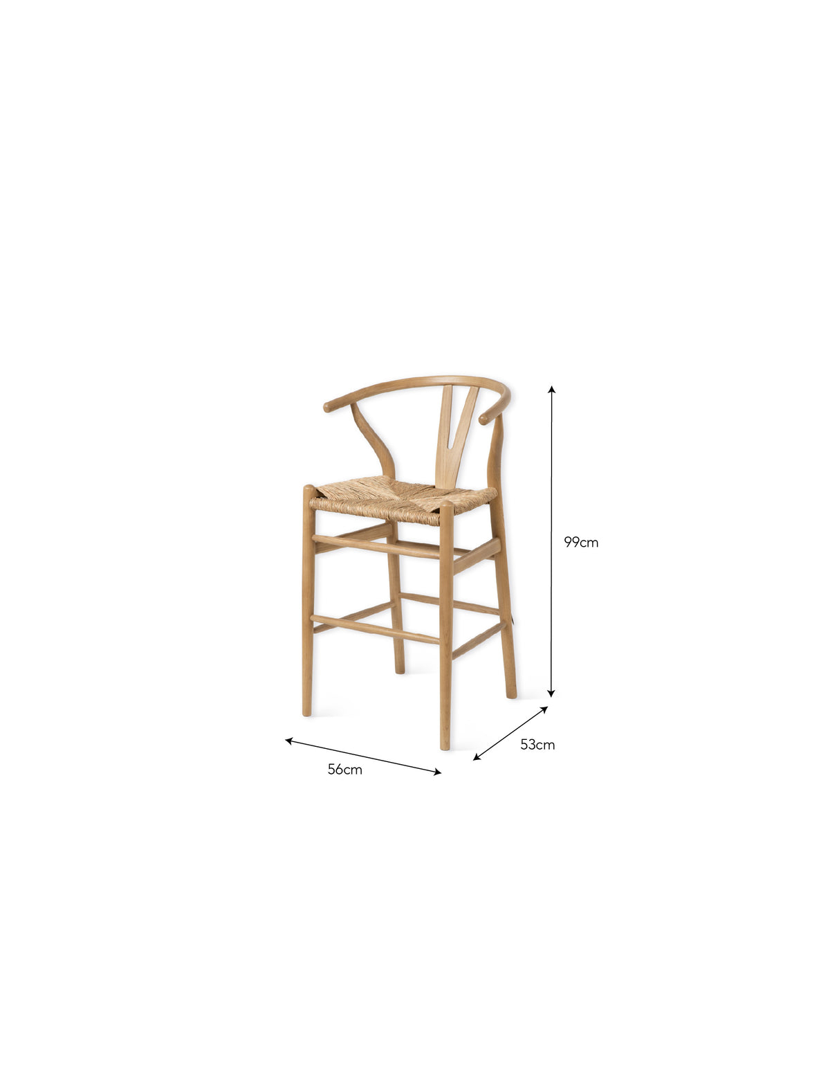 Garden Trading Chilthorne Wishbone Bar Stool Ash Wood, Natural