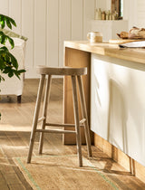 Garden Trading Lilley Bar Stool Ash Wood, Lime Wash