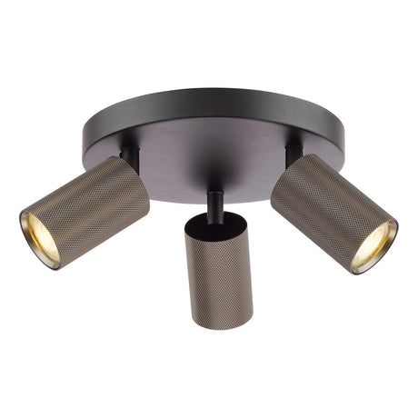 Dar Yamis 3 Light Plate Spotlight Satin Bronze and Matt Black