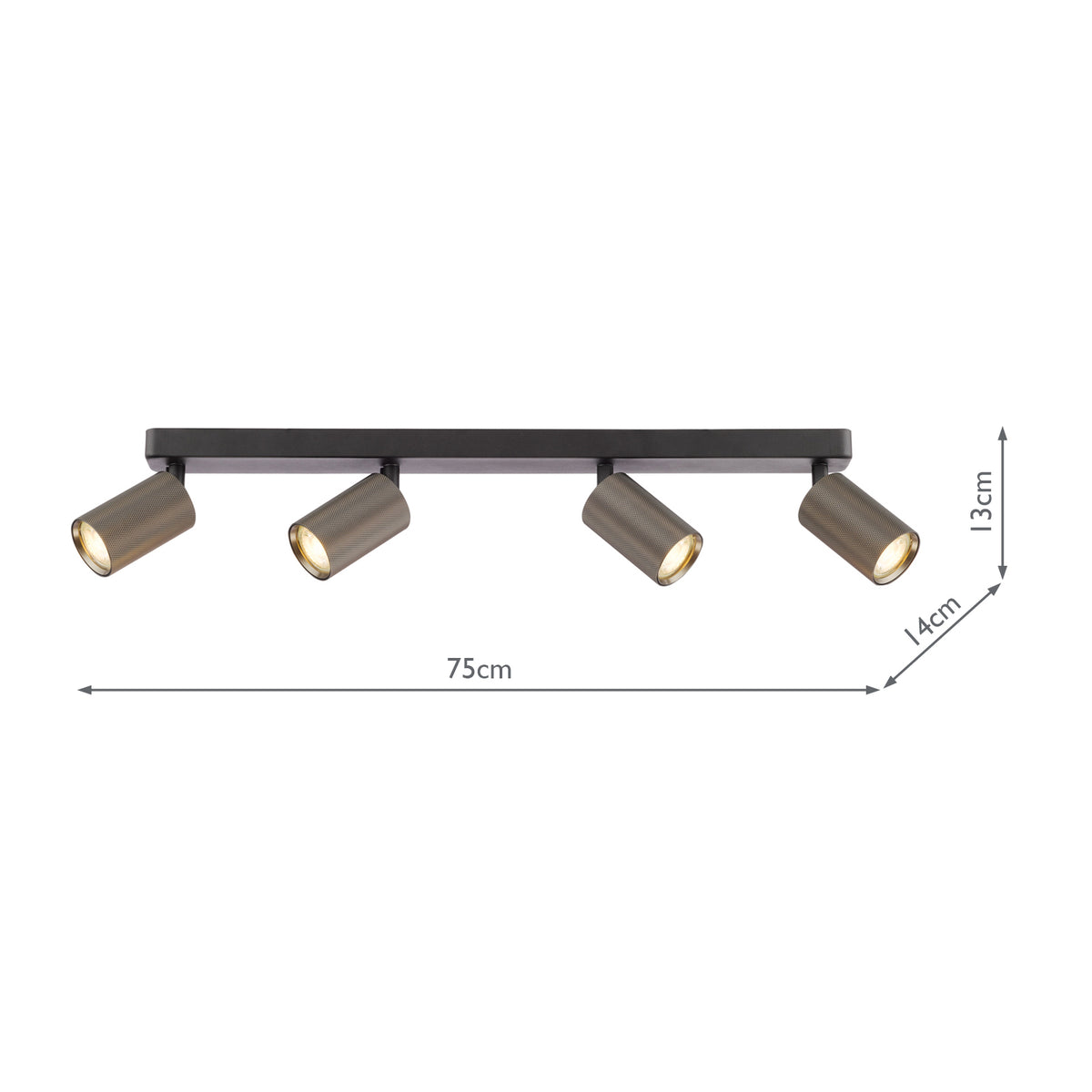 Dar Yamis 4 Light Bar Spotlight Knurled Bronze and Matt Black
