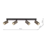 Dar Yamis 4 Light Bar Spotlight Knurled Bronze and Matt Black