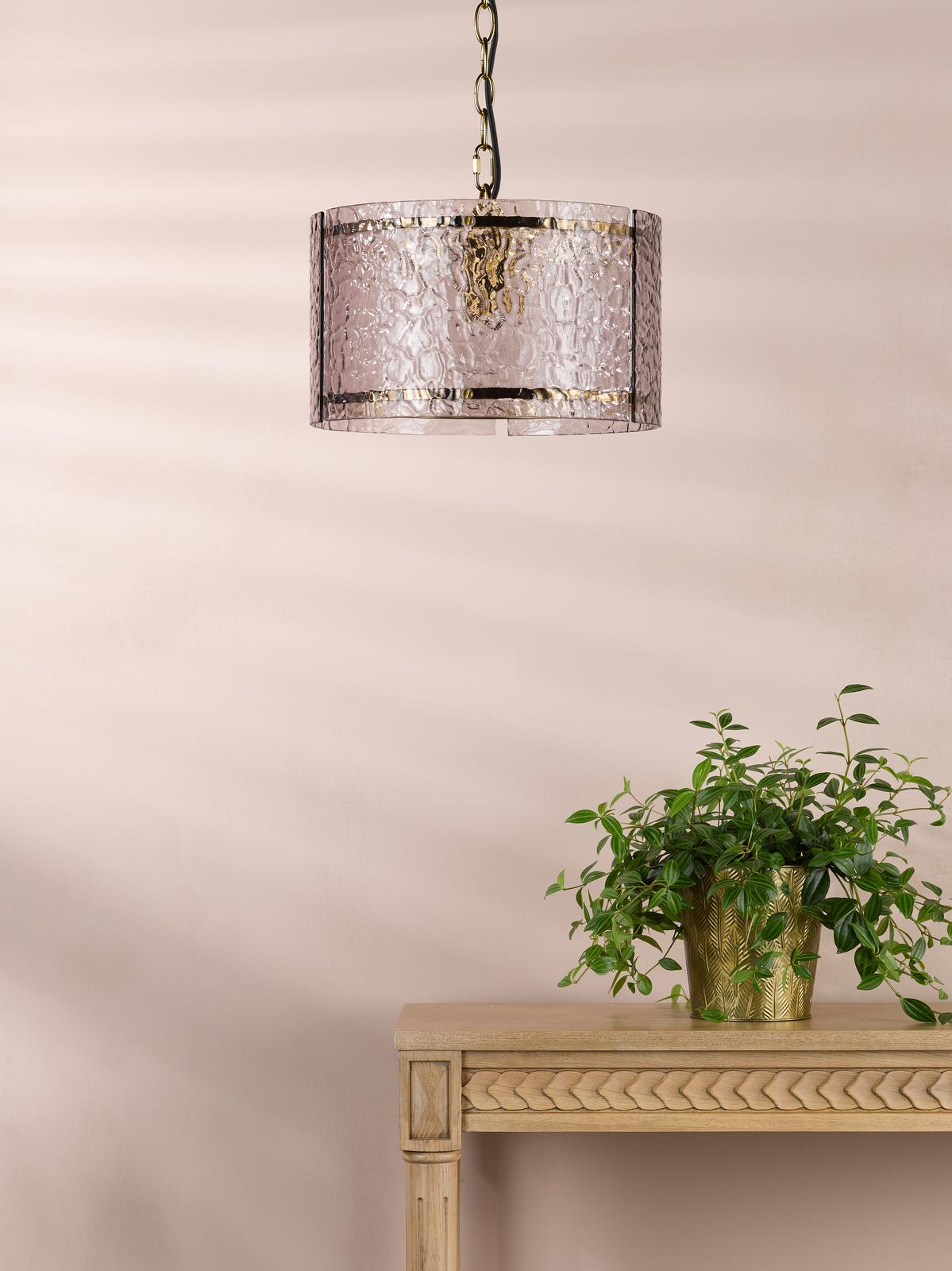 Dar Yeva Pendant Natural Brass and Smoked Glass