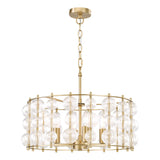 Dar Yuridia 4 Light Pendant Satin Gold and Ribbed Glass
