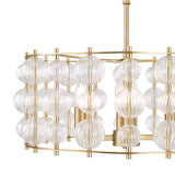 Dar Yuridia 4 Light Pendant Satin Gold and Ribbed Glass