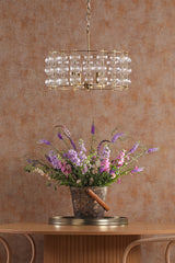 Dar Yuridia 4 Light Pendant Satin Gold and Ribbed Glass
