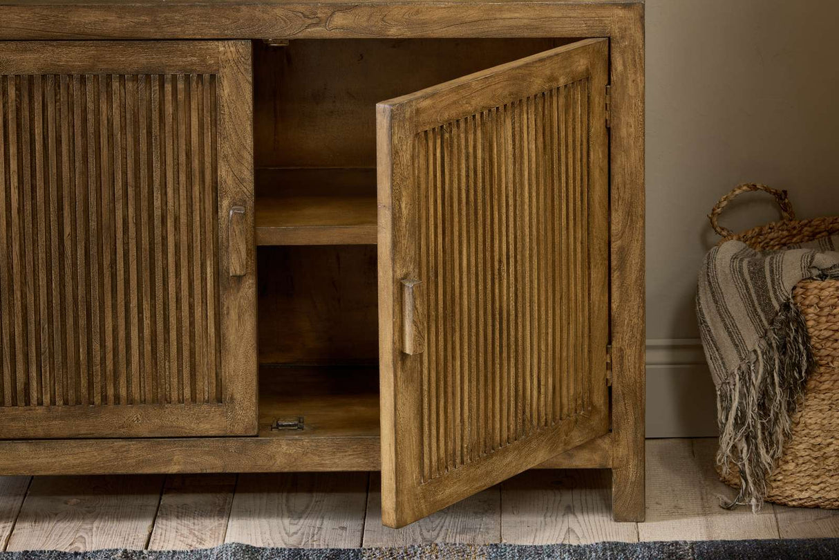 Nkuku Yasha Reeded Mango Wood Sideboard Natural