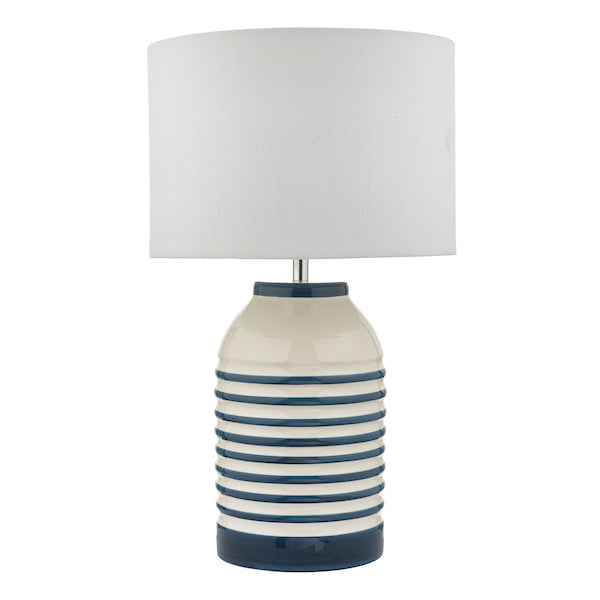 Dar Zabe Table Lamp White and Blue Stripe with Shade –  from Amos Lighting + Home